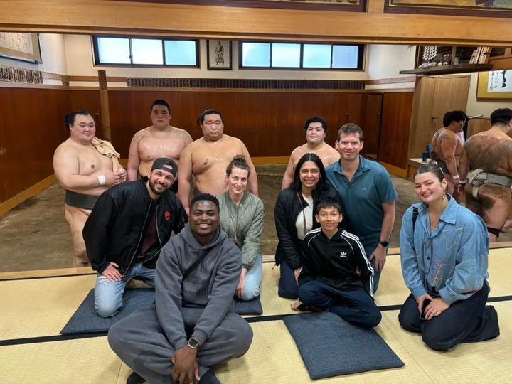Sumo stable morning practice with a local guide