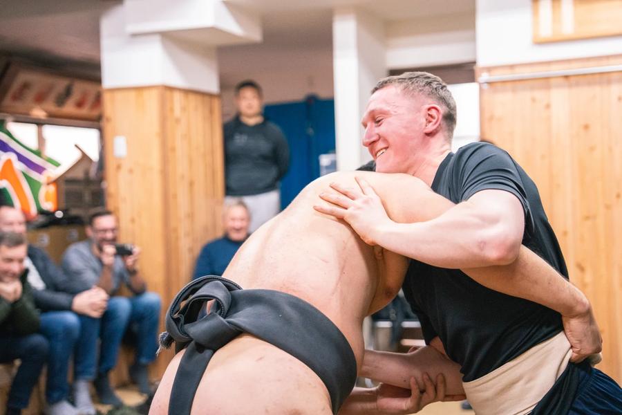 Train with ex-sumo wrestlers in a real Tokyo stable